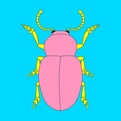 Fashion minimal illustration art. Beetle retro colors design
