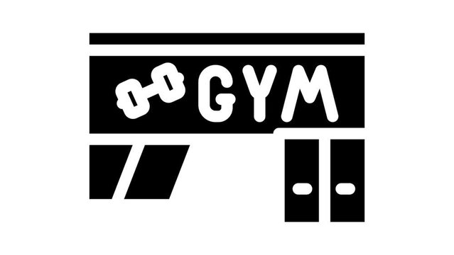 gym building glyph icon animation