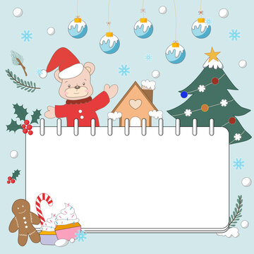 Christmas celebration card with white space for wishes, note, or memo. Vector illustration with mood and tone of winter, snow, and end of the year.