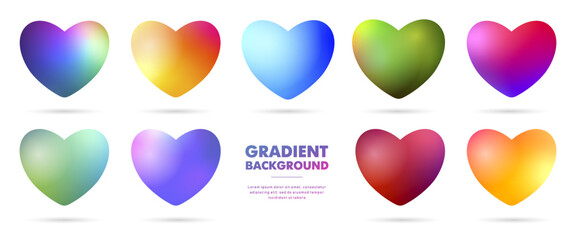 Set of colorful heart icons, vector illustration