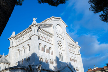 Monaco / Francia - December 10, 2022: Cathedral of Our Lady of the Immaculate Conception, also...