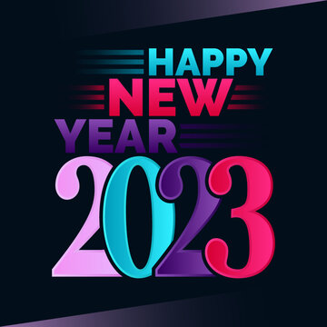 Happy new year 2023. New year celebration. 2023 new year design with full color. Typeface number logo design for calendar and symbol