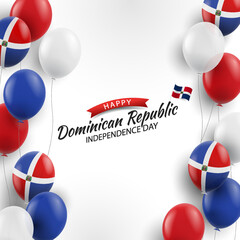 Vector iIlustration of Independence Day in the Dominican Republic. Background with balloons 
 - obrazy, fototapety, plakaty