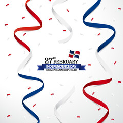 Vector illustration of Independence Day in the Dominican Republic. Ribbon.
 - obrazy, fototapety, plakaty