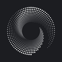 Dotted circular logo. circular concentric dots isolated on the white background. Halftone fabric design. Halftone circle dots texture. Vector design element for various purposes.