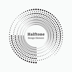 Dotted circular logo. circular concentric dots isolated on the white background. Halftone fabric design. Halftone circle dots texture. Vector design element for various purposes.