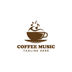 coffee music cafe bar restaurant logo illustration vector icon