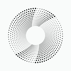 Dotted circular logo. circular concentric dots isolated on the white background. Halftone fabric design. Halftone circle dots texture. Vector design element for various purposes.