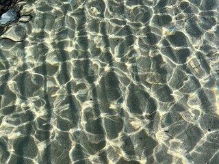 Transparent sea surface, sea ripples on the sea surface, natural sea water background