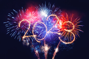 Sparkler firework illumination on black background, happy new year 2023 lights 