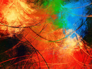 blue and red abstract fractal background 3d rendering illustration