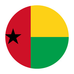 Guinea Bissau Flat Rounded Flag with Transparent Background