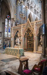 Sir Isaac Newton tomb in High Altar 1867 by George Gilbert Scott in Collegiate Church of St Peter...