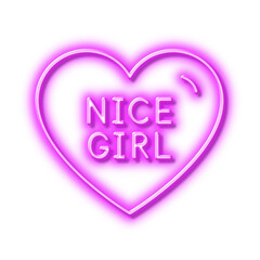 Nice girl line icon. Sweet heart sign. Valentine day love. Neon light effect outline icon.