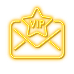 Vip letter line icon. Mail for very important person sign. Neon light effect outline icon.