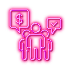 Teamwork line icon. Employees chat sign. Core value. Neon light effect outline icon.