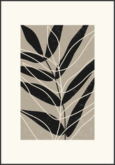 Minimalist botanical composition with leaves abstract collage