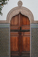 Ornately tradtional decroated doorway in Marrakech, Morocco.