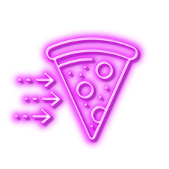 Food delivery line icon. Salami pizza sign. Neon light effect outline icon.