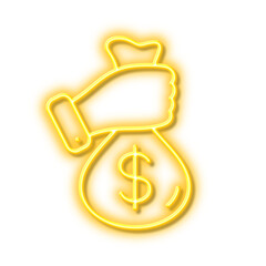 Bribe line icon. Money fraud crime sign. Neon light effect outline icon.