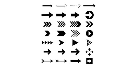 Set of black and white arrows, Collection of illustrated arrows