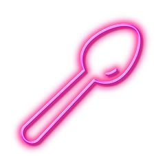 Spoon line icon. Kitchen cutlery sign. Neon light effect outline icon.