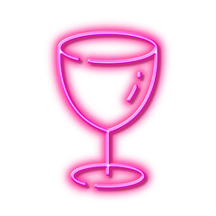 Glass line icon. Tableware wineglass sign. Neon light effect outline icon.