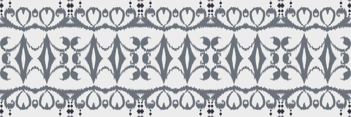 Ikat border tribal background Seamless Pattern. Ethnic Geometric Ikkat Batik Digital vector textile Design for Prints Fabric saree Mughal brush symbol Swaths texture Kurti Kurtis Kurtas