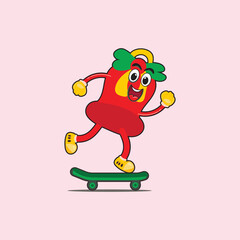 Mascot christmas cartoon character vector design. illustration character climb up the skateboard
