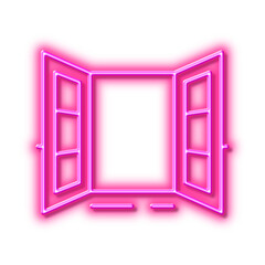 Open door line icon. Entrance doorway sign. Neon light effect outline icon.