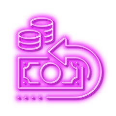 Cash back line icon. Return money sign. Neon light effect outline icon.