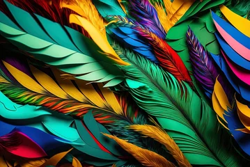 Foto op Plexiglas colorful feathers from above, a carnival scene Generative AI © LukaszDesign