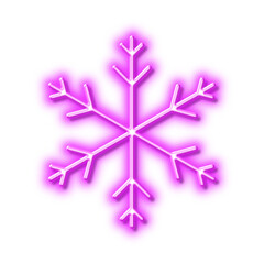 Snow weather forecast line icon. Snowflake sign. Neon light effect outline icon.