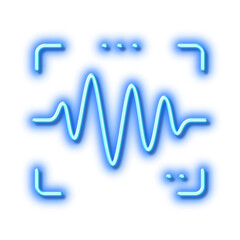 Voice wave line icon. Sound scan sign. Neon light effect outline icon.