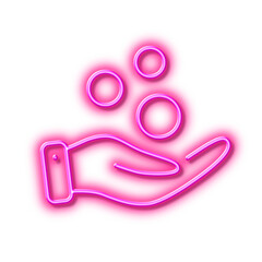 Donation money line icon. Money savings sign. Neon light effect outline icon.