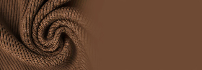 Knitted chocolate brown texture banner background