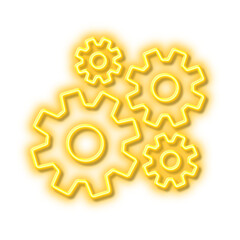 Cogwheel line icon. Engineering tool sign. Neon light effect outline icon.