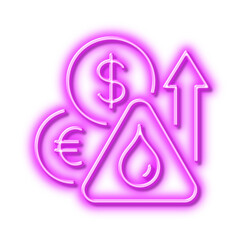 Fuel prices line icon. Petrol price sign. Neon light effect outline icon.