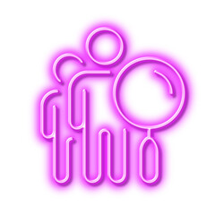 Search people line icon. Find employee sign. Neon light effect outline icon.