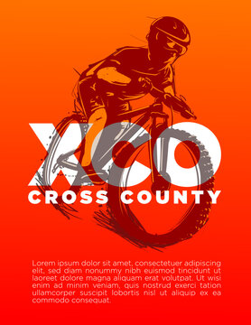 cross country XCO cycling event poster template modern style  vector illustration