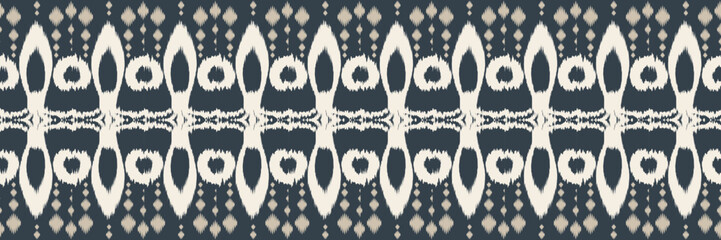 Fototapeta na wymiar Ikat border tribal cross Seamless Pattern. Ethnic Geometric Ikkat Batik Digital vector textile Design for Prints Fabric saree Mughal brush symbol Swaths texture Kurti Kurtis Kurtas
