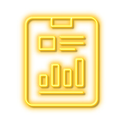 Report document line icon. Analysis Chart. Neon light effect outline icon.