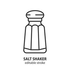 Salt shaker line icon. Salt cellar vector sign. Editable stroke.