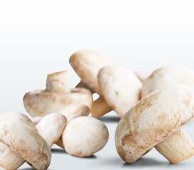 Tasty fresh raw champignons on the desk