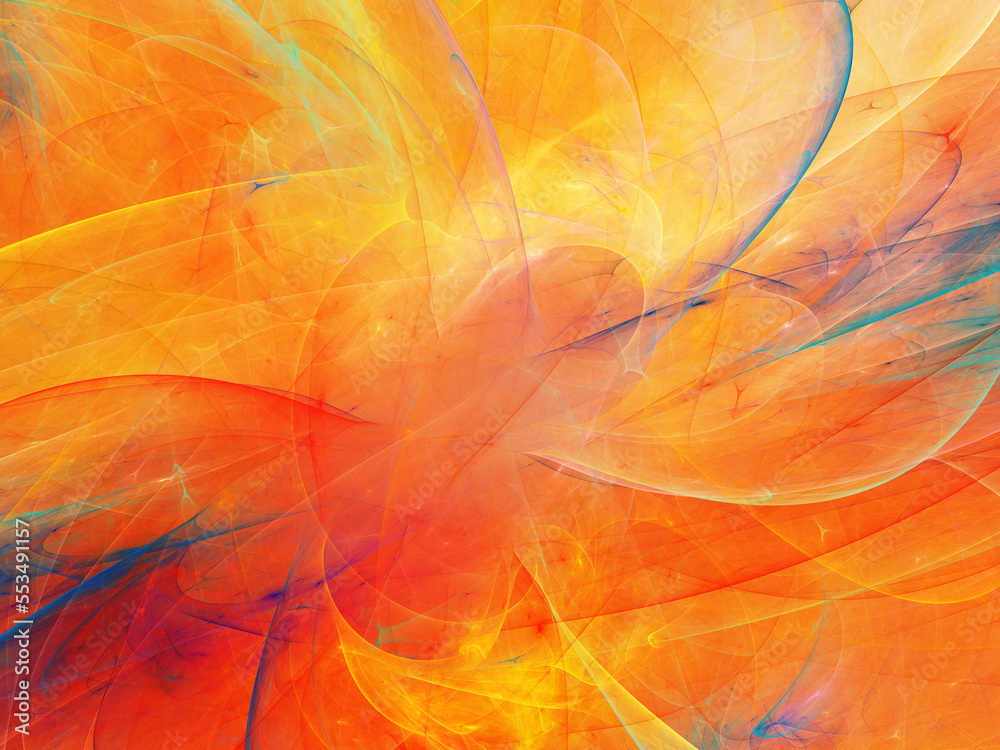 Wall mural orange abstract fractal background 3d rendering illustration