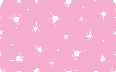 Fototapeta na wymiar Pink pastel nature floral doodle art pattern