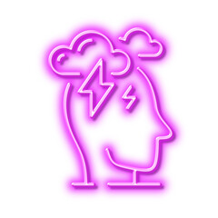 Stress line icon. Anxiety depression sign. Neon light effect outline icon.