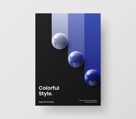 Amazing realistic spheres cover concept. Geometric corporate brochure A4 vector design template.