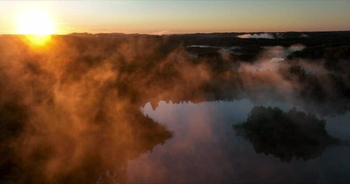 Foggy morning at latvian lake
