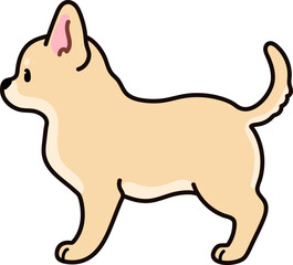 Simple and cute illustration of cream colored Chihuahua in side view